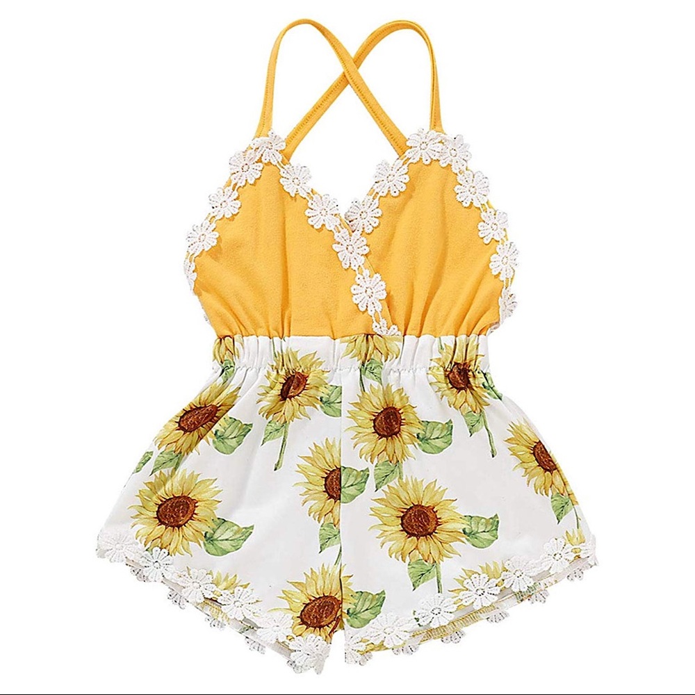 The PIPER Baby Girl Sunflower Romper